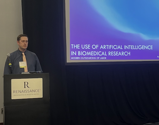 Peter Sorensen speaking at the Indiana Podiatric Medical Association meeting